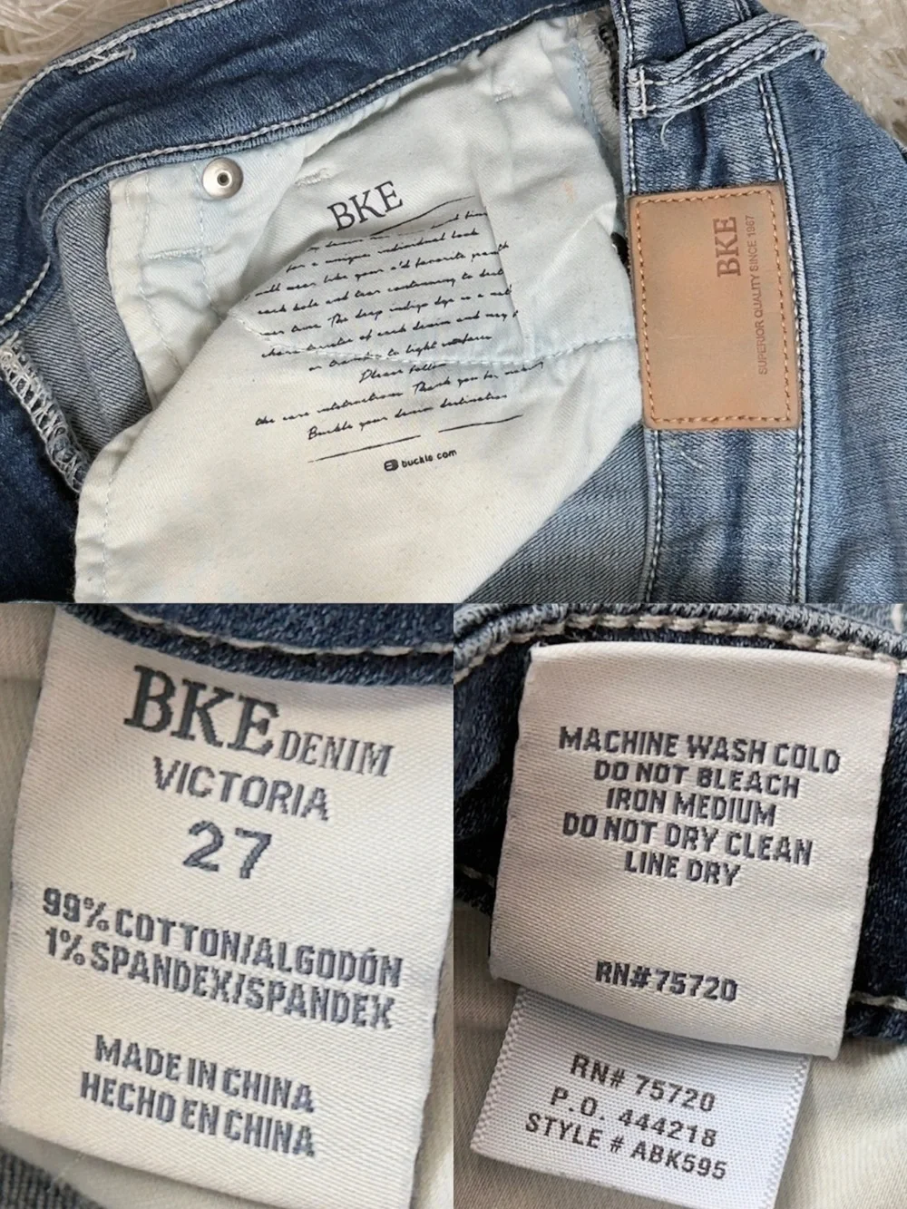 Distressed BKE Bermuda Denim Jorts‎ Shorts Victoria Medium Wash Y2K 27